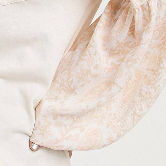 We The Free by Free People Balloon Paisley Design Sleeve Top T Shirt Boho NWT - Picture 5 of 10